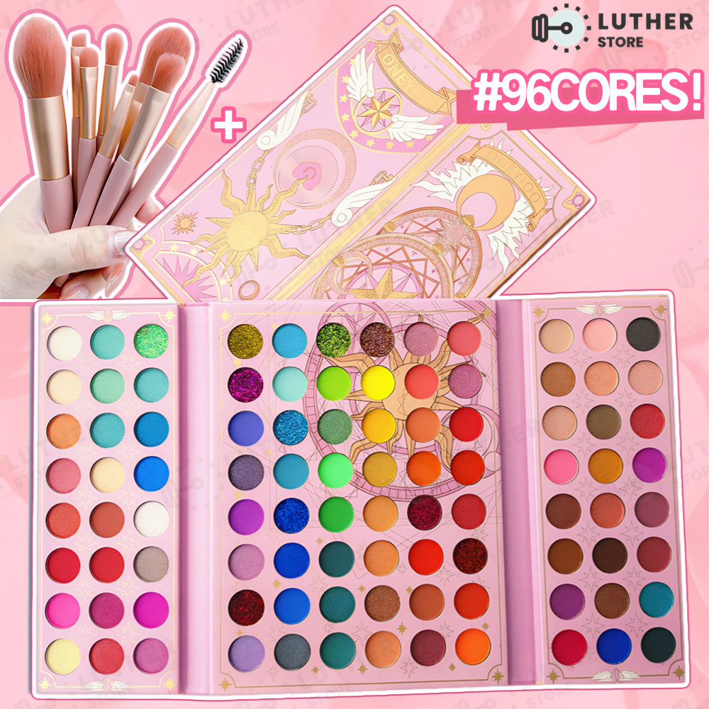 Paleta De Sombra De Olho Em 96 Cores Perolada / Fosca / Com Glitter / Longa Duração Pincéis de maquiagem