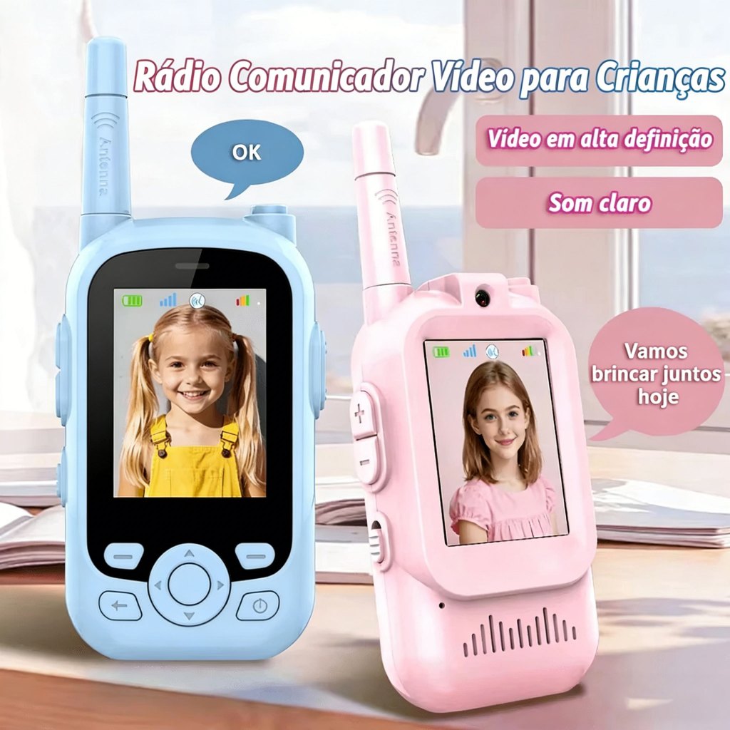 Walkie-talkie Infantil Com Vídeo | Brinquedo De Intercomunicação Carregável