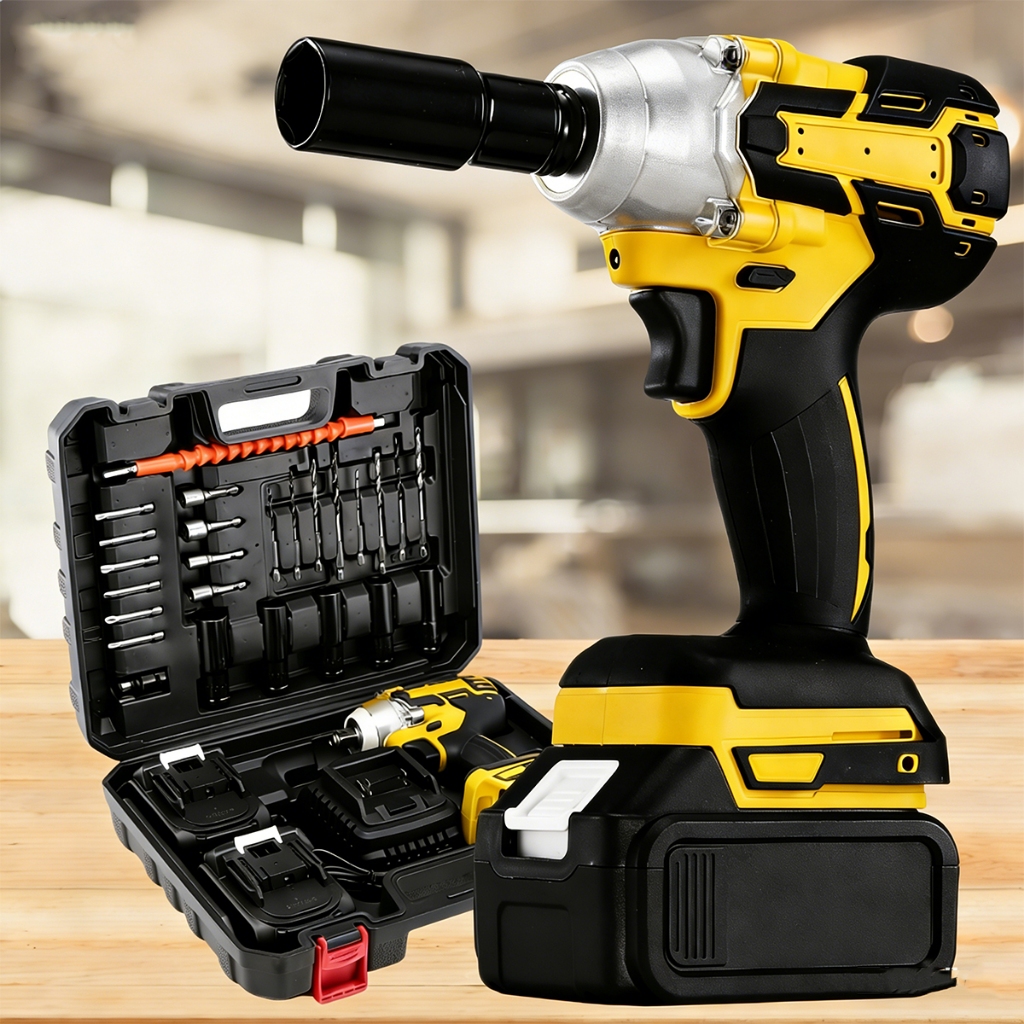 Chave De Impacto Elétrica Sem Fio 48V , Vários Acessórios , Inclui 2 Baterias .