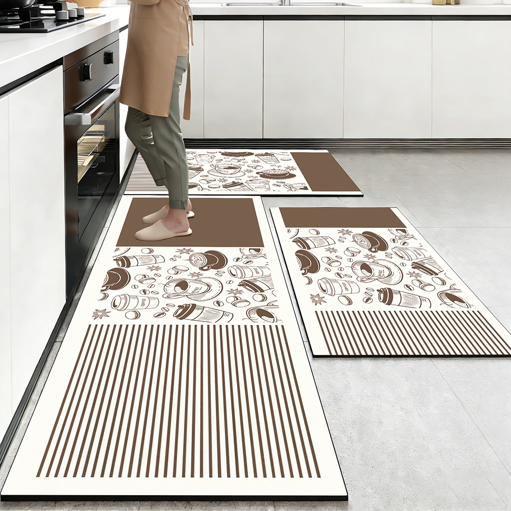 Kit 3 Tapetes de Cozinha Premium Tamanho Grande - Antiderrapante, Absorvente e Secagem Rápida 160x50cm + 80x50cm*2
