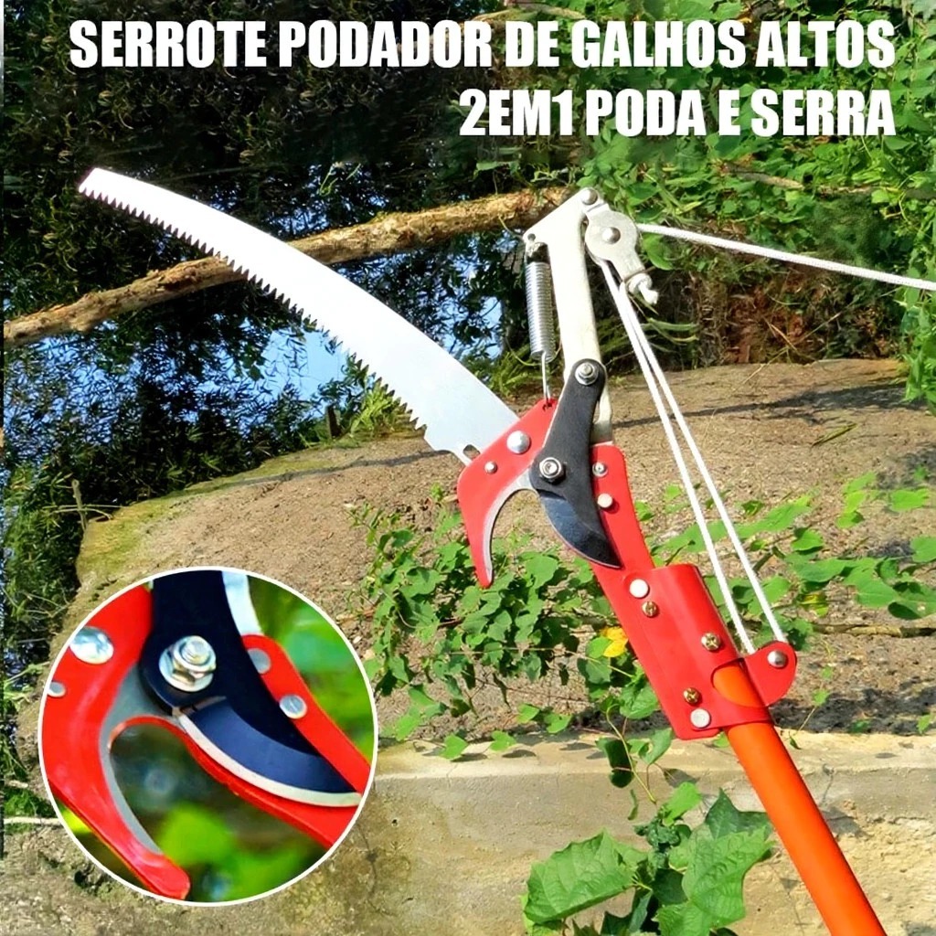Serrote Podador Profissional De Galho Alto 2 Em 1 Poda Com Serrote Podador de Galhos