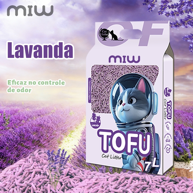 Areia Biodegradável MIW Grãos Finos- 4Kg Alta Absorção,Areia de Tofu com Aroma,Forma Torrão,Sem Odor