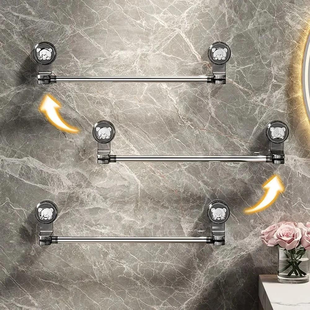 Suporte para Toalha com Ventosa Retrátil, Haste Inox, Não Perfurada - Organizador de Banheiro