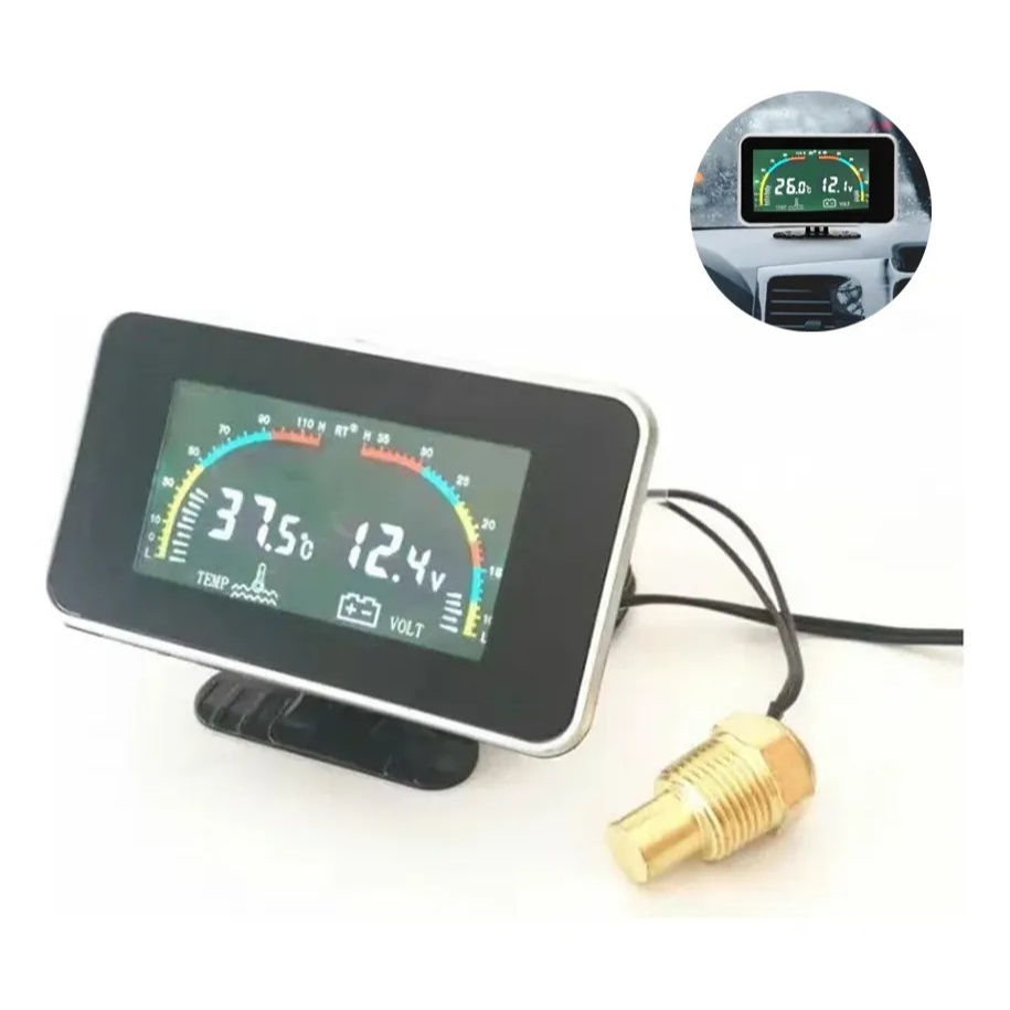 Voltímetro Digital Automotivo + Marcador Temperatura Da Água