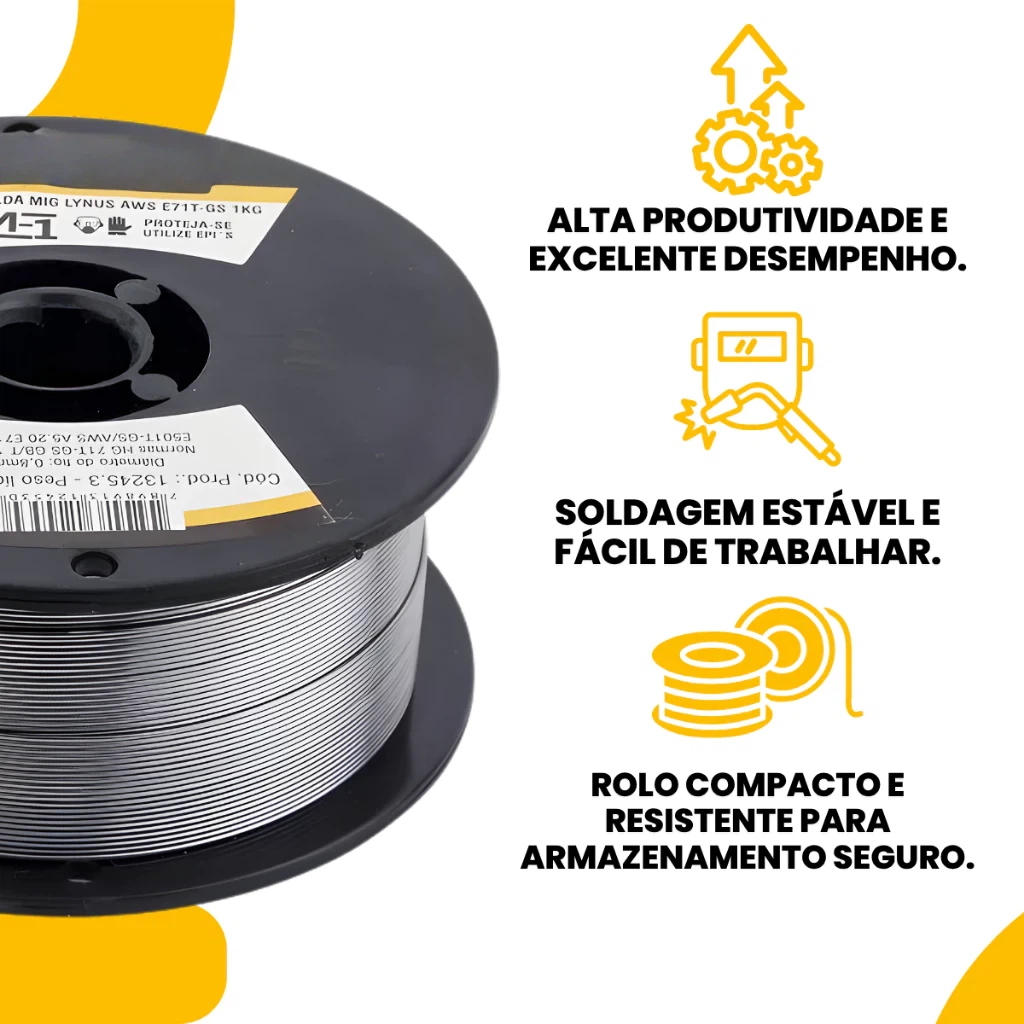 ARAME DE SOLDA MIG TUBULAR USO SEM GÁS 0.8MM 1KG ROLO E71TGS Ferplus
