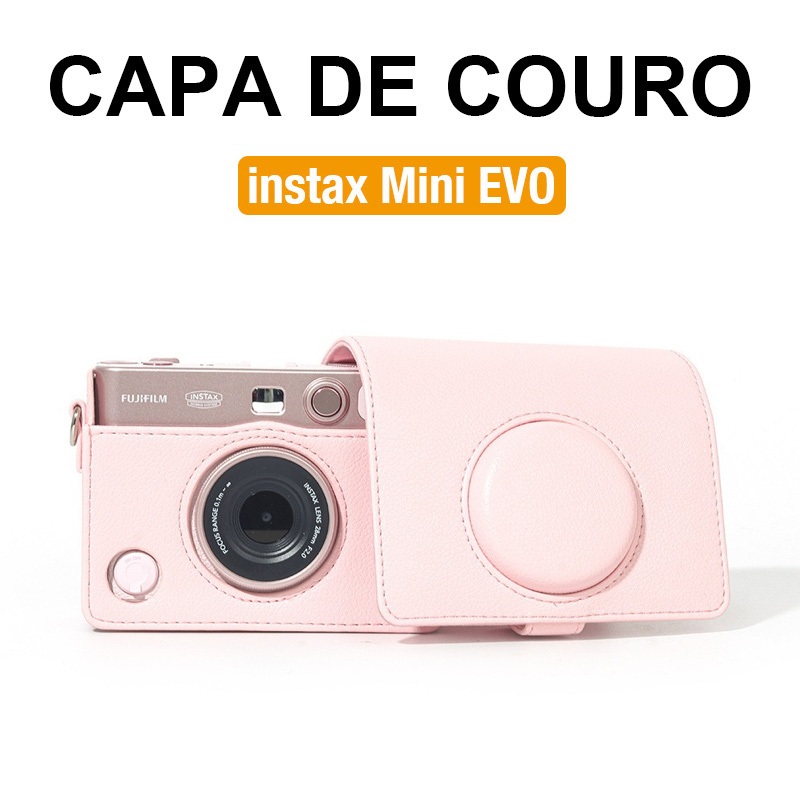 [Film Lab] Capa De Couro Rosa Instax Mini EVO Bolsa Para Câmera Instantânea Capa Protetora Com Alça CAA3906