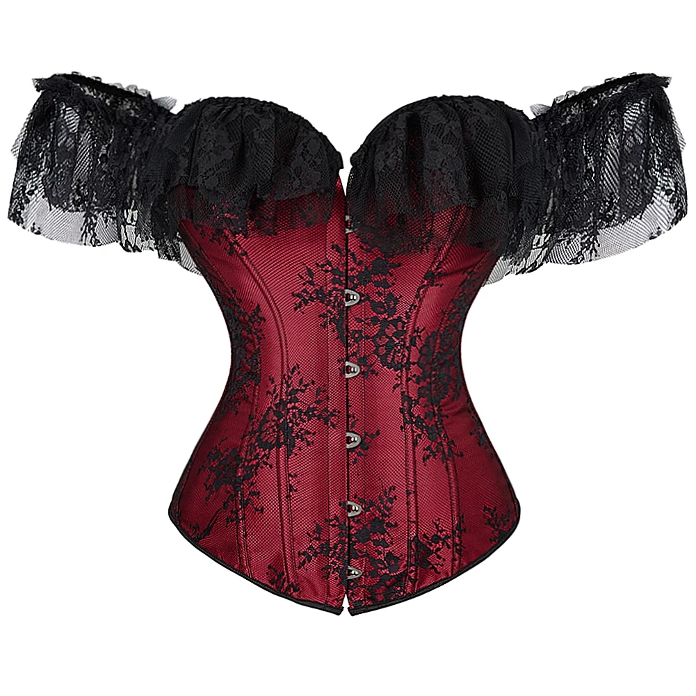 Espartilho Mulheres Floral De Ombro Com Corpete De Victorian Lingerie Overbust Top Corset Bodyshaper