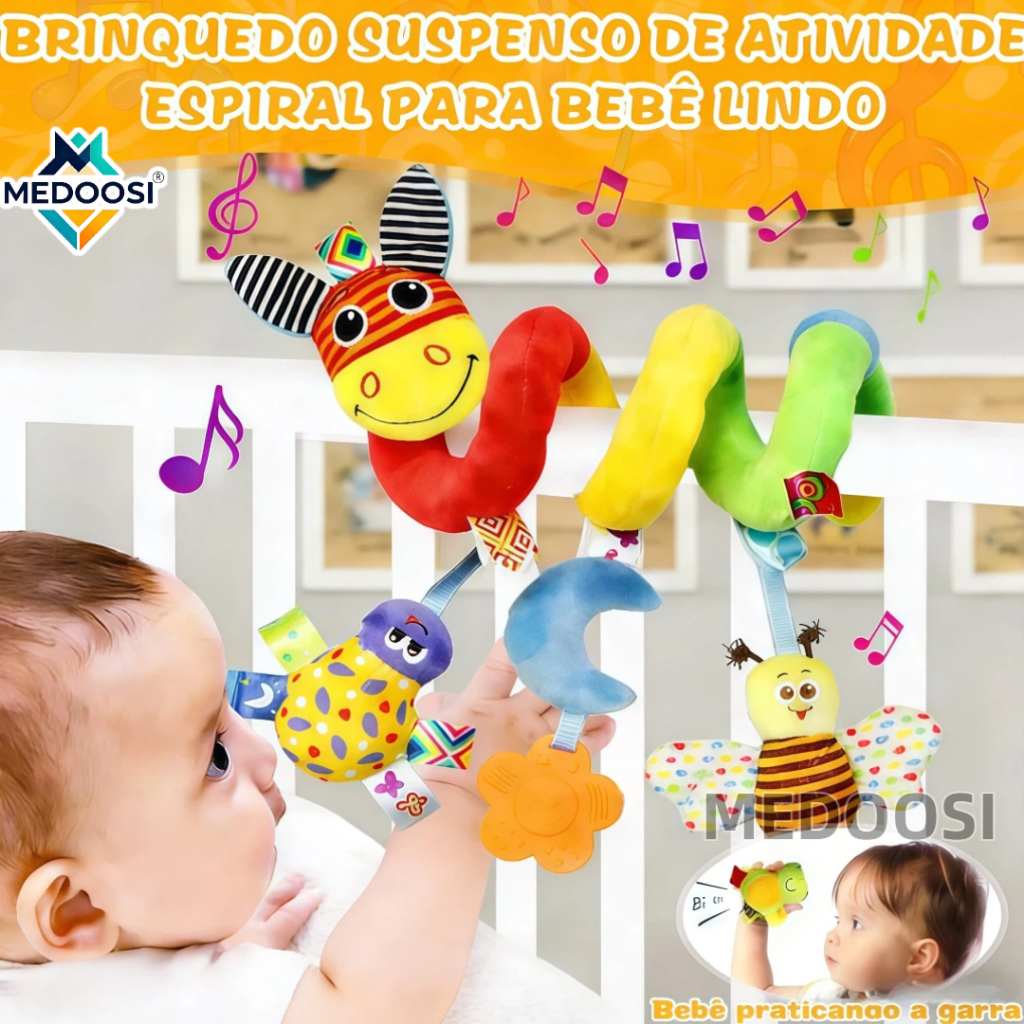Recém Nascido Coruja ARCO IRIS/ Mobile Centopeia para Carrinho de bebê Brinquedo Sensorial Calmante Berço Com Chocalho