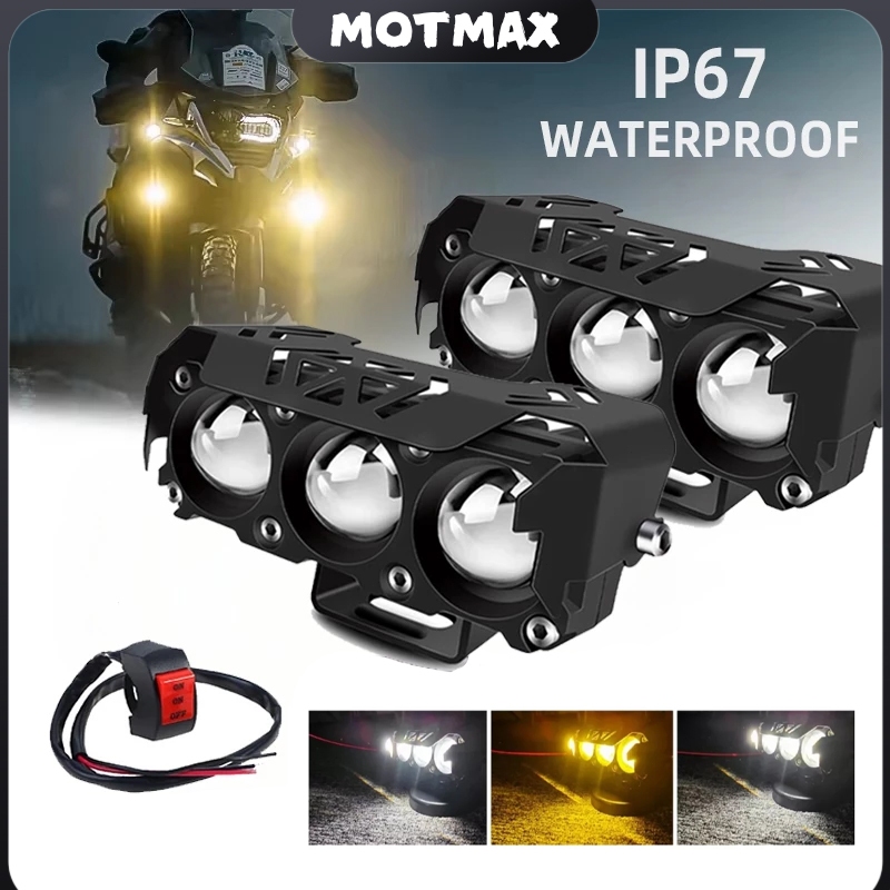 Par Farol De milha Moto Super Led 15000 Lumes Olho de Lente Auxiliar De Cor Dupla 6000K Tensão máxima 24V