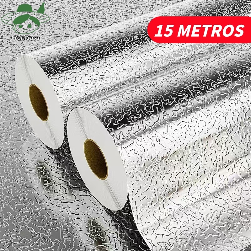 5/10/15 Metros Papel De Alumínio Rolo Adesivo Prova Da Agua Para Cozinha Adesivo Impermeável Protetor Fogão Armário