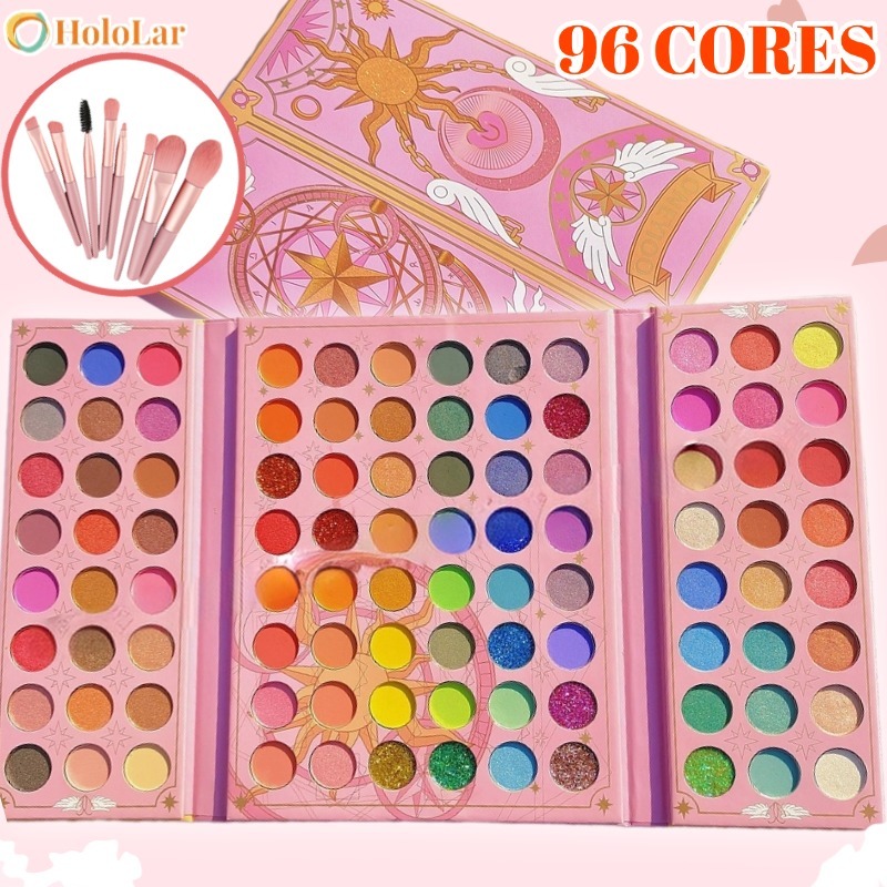 Paleta De Sombra 96 Cores Perolada Fosca Com Glitter Longa Duração, Paleta de Maquiagem-HL