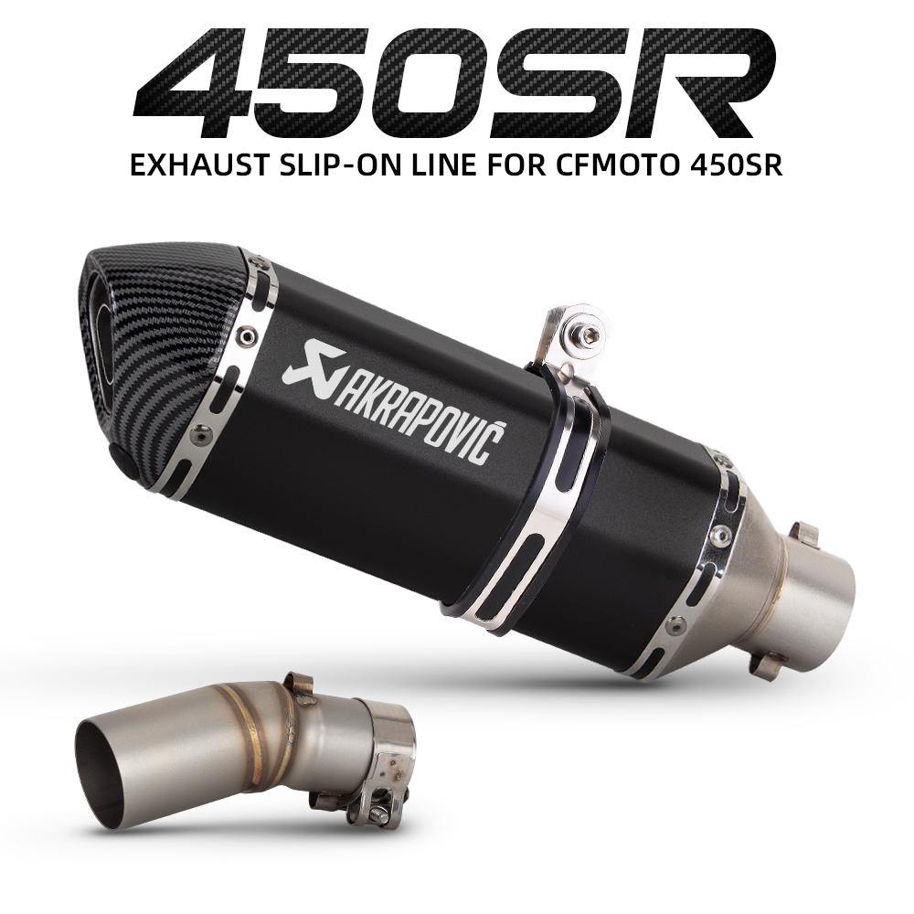 Escorregar Para CFMOTO 450SR 2022-2025 Escape Da Motocicleta 370MM Silenciador Akrapovic Tubo De Ligação Intermediária