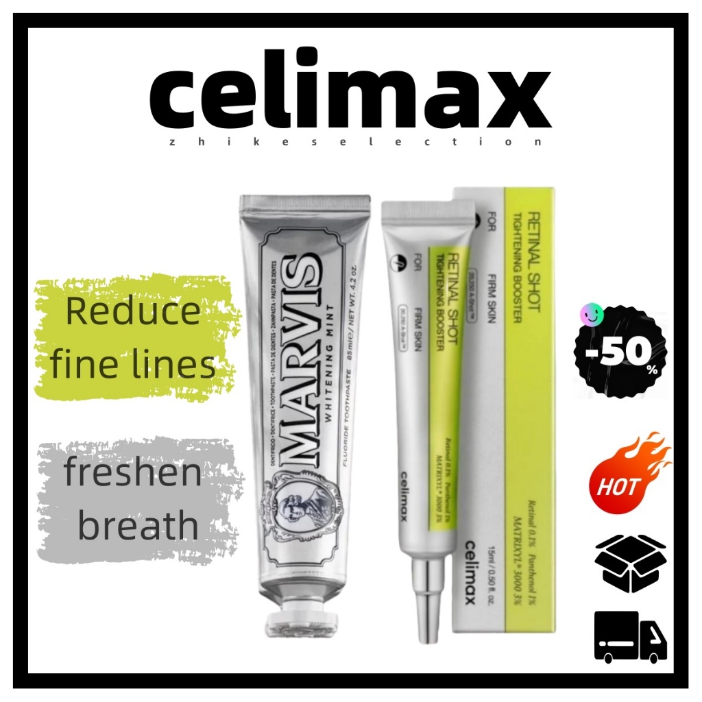 5.5 [celimax] Pasta De Dente Branqueadora De Menta + Reforço De Aperto De Tiro Final 15ml | Reduz Linhas Finas , Refresc