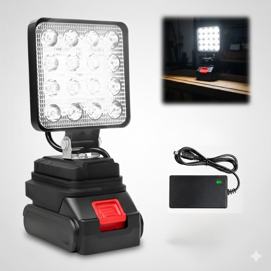Lanterna LED de 4 polegadas, com refletor, bateria portátil recarregável integrada