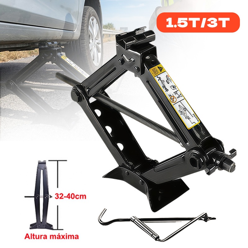 Macaco Mecânico Sanfona de Carro Suporta 1.5-3 Toneladas 3000 kgs Jacaré Universal Original para Troca de Pneu