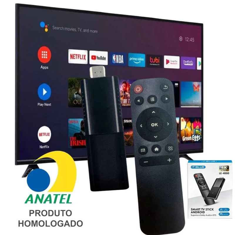 TV Stick 4K Ultra HD Sistema Android 8GB+128GB Wi-Fi 2.4G/5G HDMI