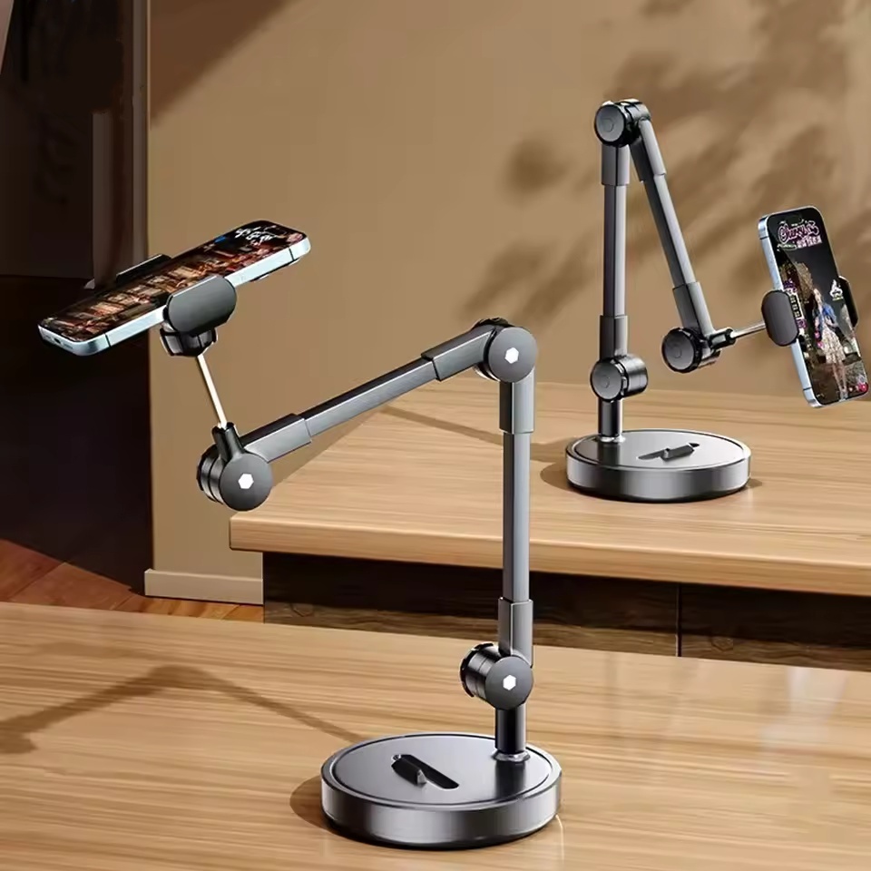 Suporte De Telefone Portátil Dobrável Celular Multi-Ângulo E Altura Ajustável De Mesa Para Transmissão Ao Vivo