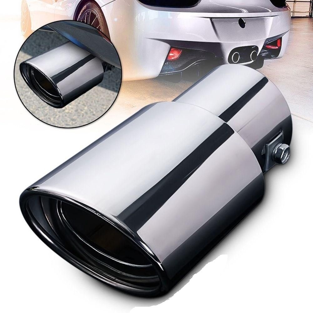 Ponteira Escapamento Aço Inox Saída 3 Polegadas Universal Prata Tuning Esportivo Carro Universal Parafuso Alumínio Veicu