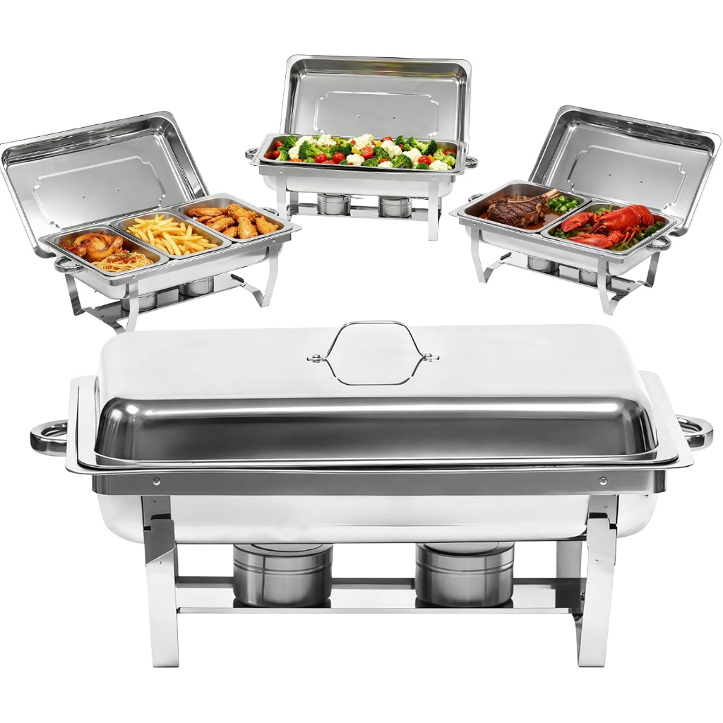 Rechaud Inox 12 Litros 1/3 Panelas Banho Maria 1，2 ou 3 Cubas Buffet
