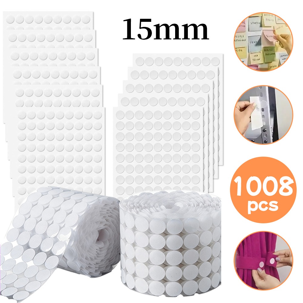 1008pcs Pontos De Velcro Fecho de contato carrapicho redondo dupla face p/ artesanato papelaria pedagógico