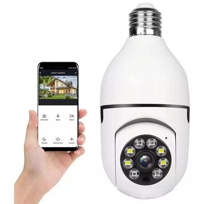 Câmera De Segurança Wi-Fi Sem Fio Com Visão Noturna PTZ , kit Incluindo Soquete De Lâmpada E Lente Aparafusada , mini
