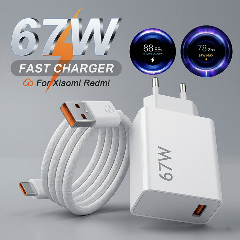 Adaptador De Carregador Rápido PD De 67 W Com Cabo 6A Tipo C Universal para Telefones Android-Recarga Instantânea (Galax