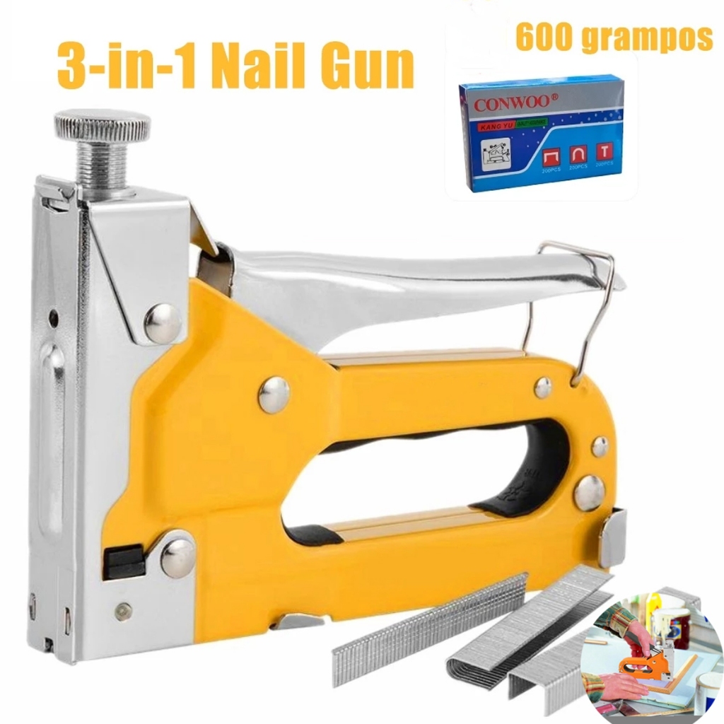 Grampeador de Tapeceiro + 600 Grampos Ferramentas Profissional