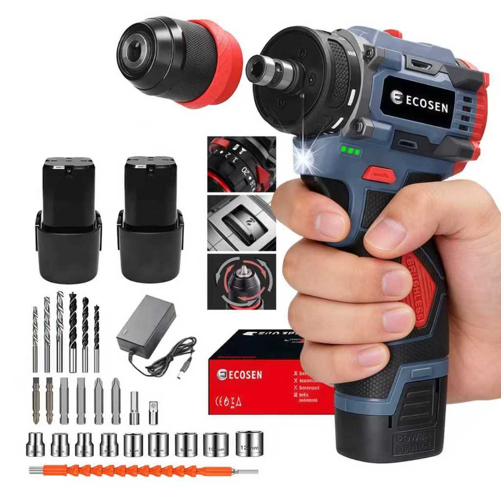 Parafusadeira elétrica com furadeira de lítio 2 em 1 de 16,8 V e torque de 85 Nm com motor sem escova