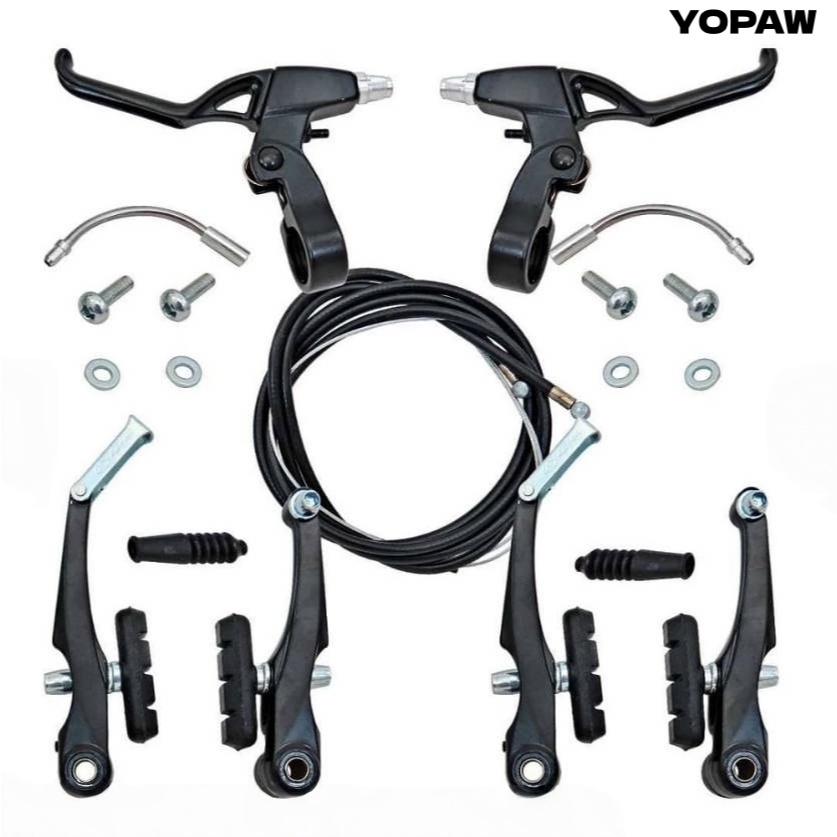 kit freio v-brake de aluminio com manete + cabo e capa para bicicleta bike promoção