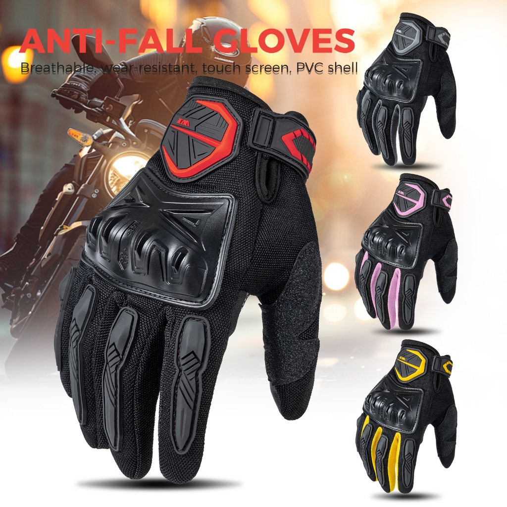 JCAA Respirável Luvas De Equitação Da Motocicleta Touchscreen Proteção De Junta Dura Antiderrapante Unisex Verão Motocro