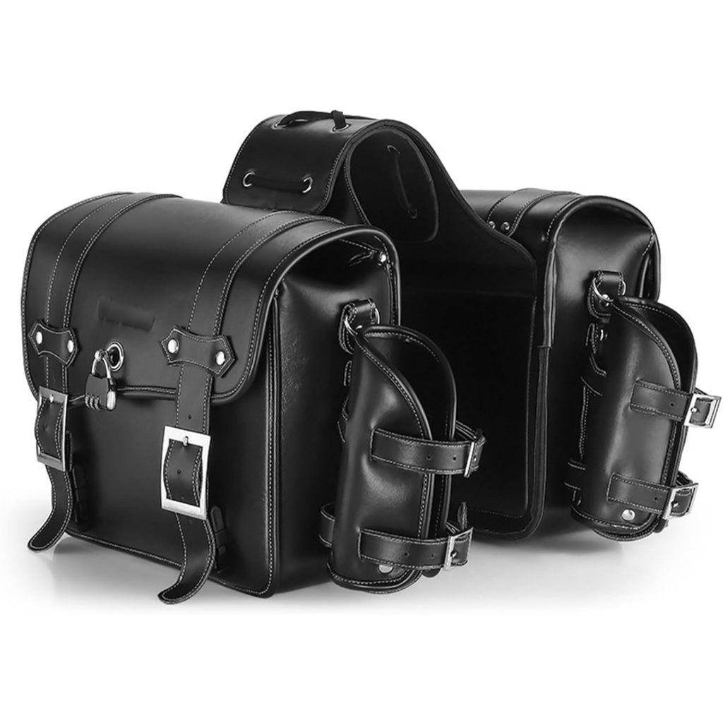 Alforje Vintage À Prova D'água Para Motocicleta , Bolsa Lateral De Couro Grosso De Grande Capacidade Com Trava Combinada