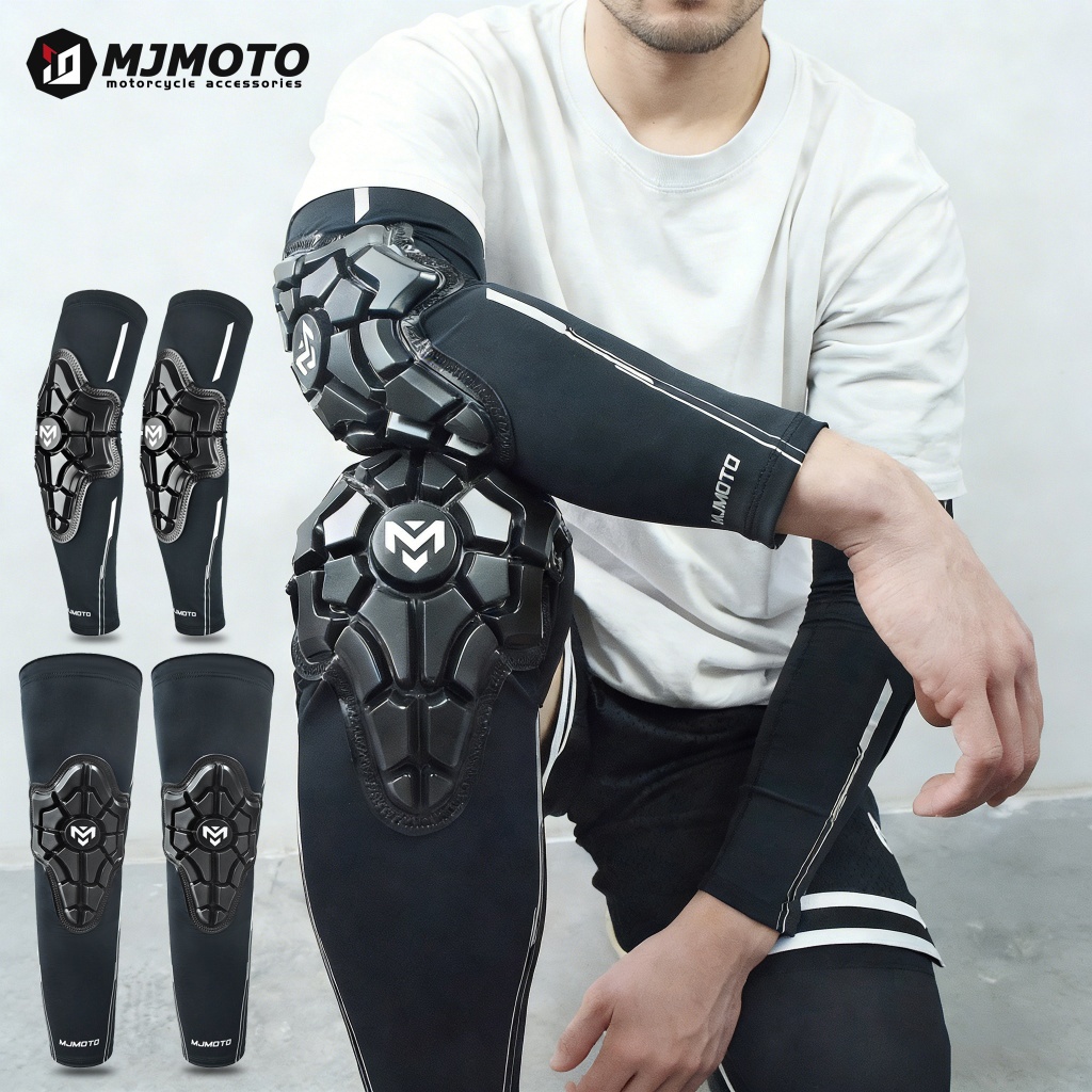 Joelheira Cotoveleira Moto MJMOTO Anti-Impacto 10mm Tecido Refrescante Proteção UV Pronta Entrega