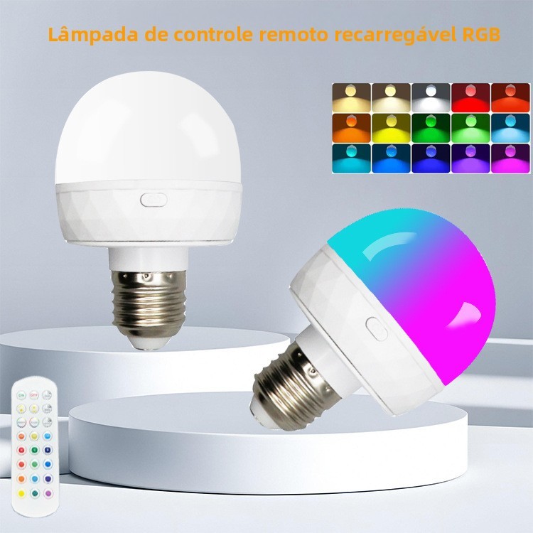 Lâmpada Colorida RGB E27 Multicolorida , Recarregável Sem Fio , Ímã Para Gabinete E Decoração