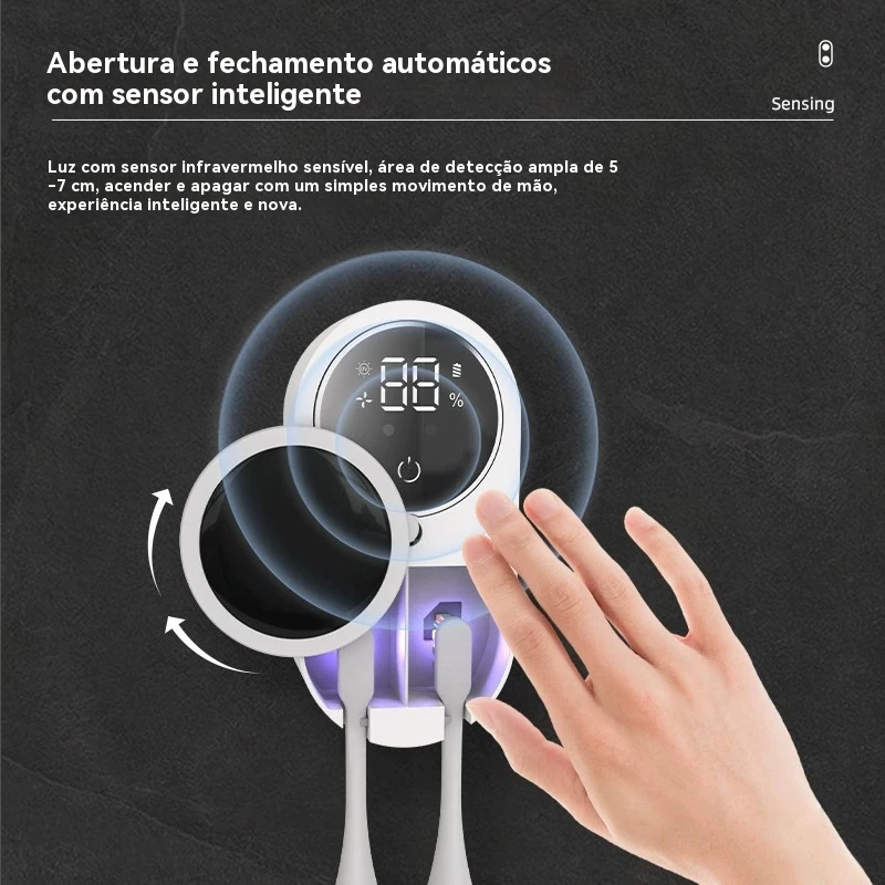 Esterilizador De Escova De Dentes UV-C , Indução Automática E Sistema De Circulação De Ar