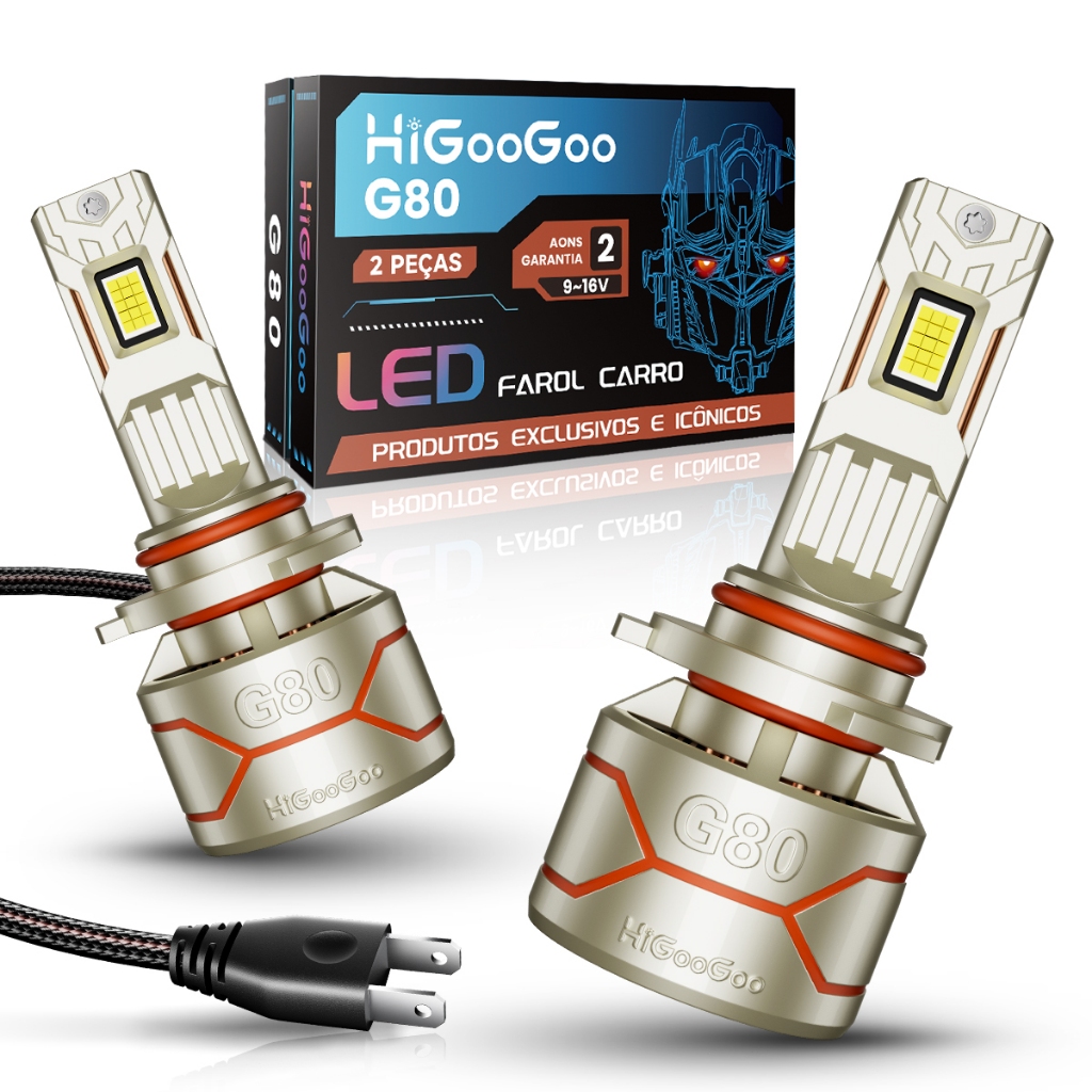 HiooGoo 56000LM G80 Par Lâmpada Farol De Led Carro Garantia De Dois Anos 280W 6500K Para H1/H3/H4/H7/9005/9006/H27 9-16V