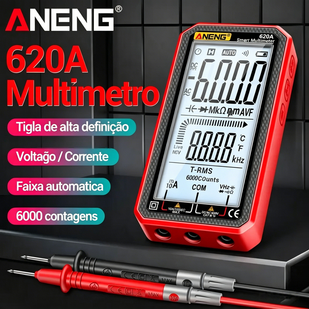 Multímetro Digital ANENG 620A-6000 Contagens True RMS Com Caixa À Prova De Quedas E Testador De Campainha