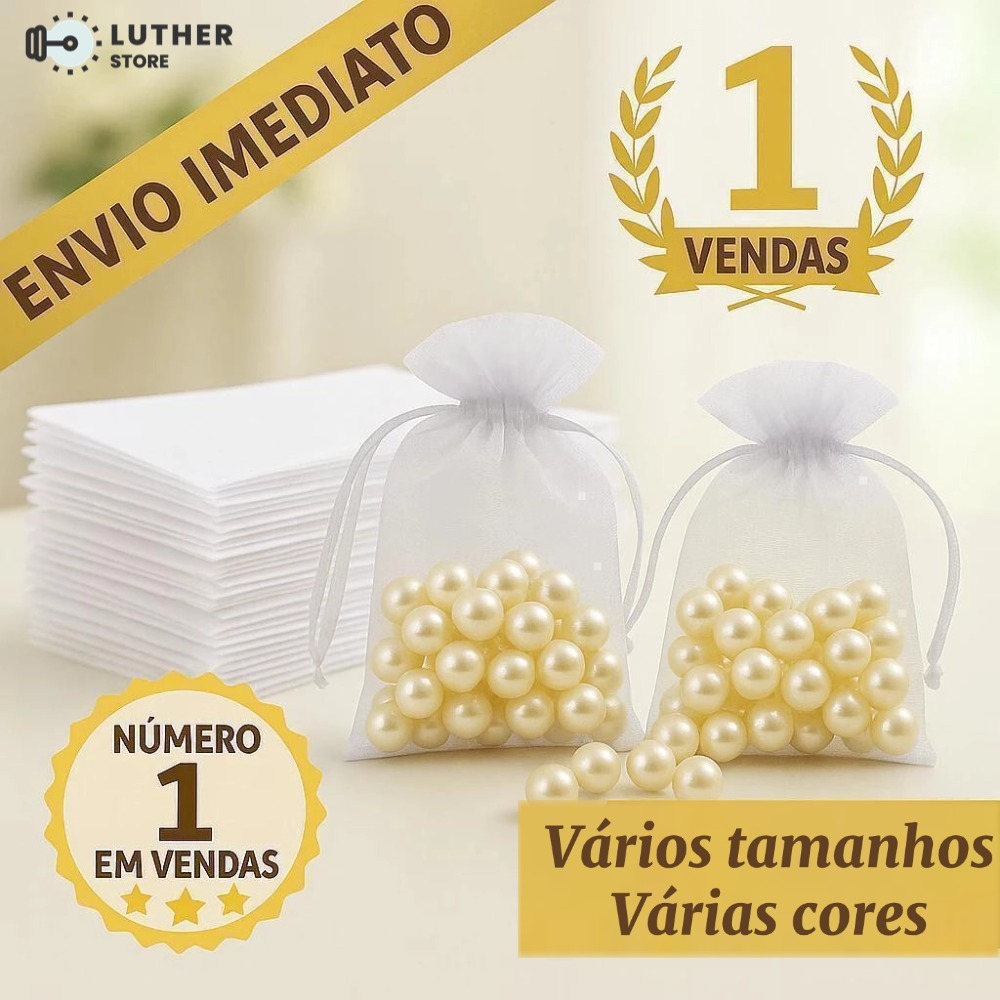Kit 50/100 Un Saco Saquinho Organza Tule Saquinho Branco Festa Casamento Saco Para Lembrancinhas Decoração
