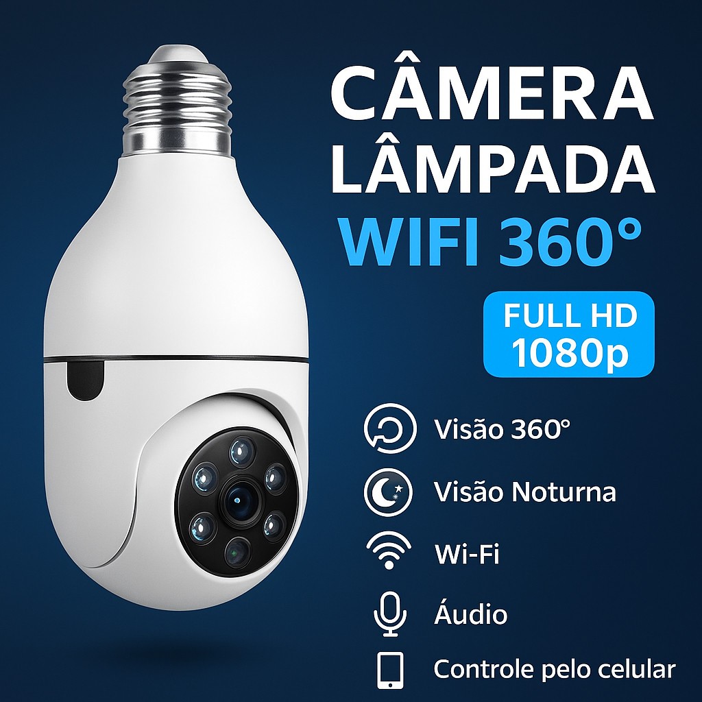 360 ° Câmera Full HD Wi-Fi Light Com Visão Noturna E Áudio