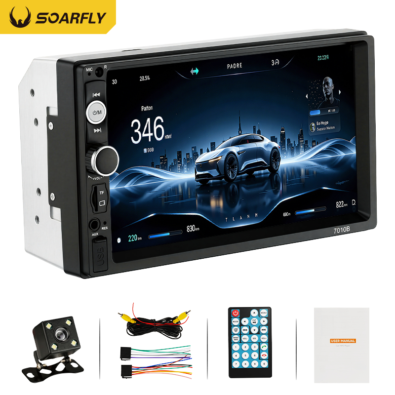 SOARFLY  7 " Central Multimídia Universal Para Carro Carplay Android  Sem Fio MP5 Rádio Automotivo Bluetooth Com Câmera