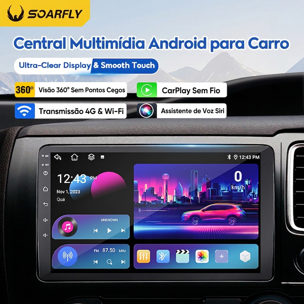 Estéreo Universal Para Carro Android 15 De 9 " , CarPlay Sem Fio , GPS De 4 + 64 Gb/6 + 128 , WiFi 4G , 360 ° Suporte Câ