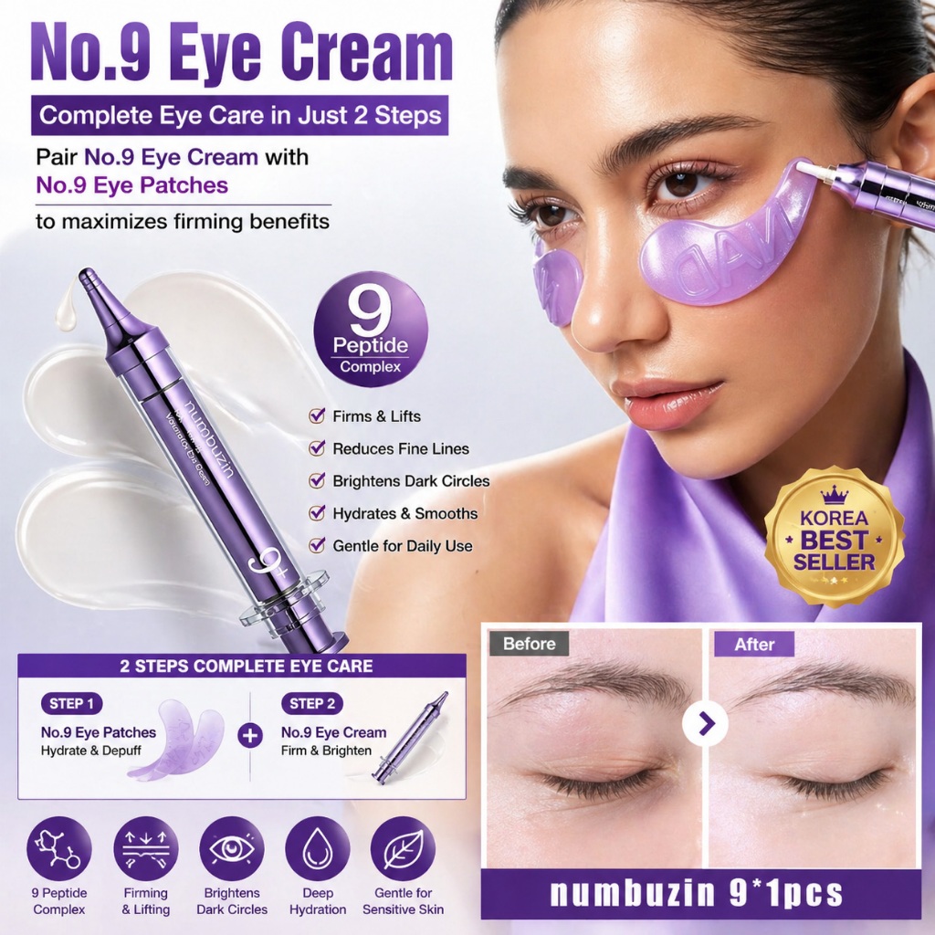 5.25【Numbuzin】Creme para Olhos NMN Retinol No.9 10ml | Anti-rugas, Olheiras, Volume, Clareador, Firmador, Hidratante