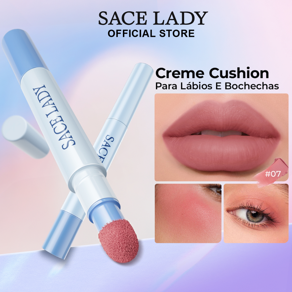 Cushion Labial SACE LADY Textura Creme em Pó com Acabamento Mate de Longa