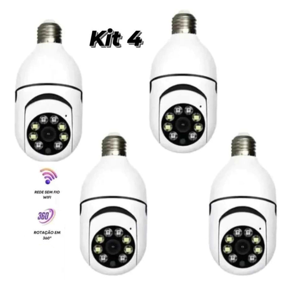 Junto de quatro Câmera de Segurança À Prova D'água Aplicação de Lâmpada Sem Fio Full HD Night Vision