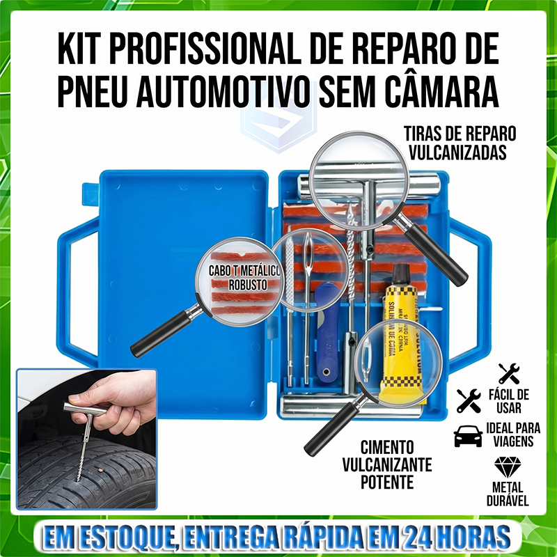 Reparo de Metal para Pneus de Carros Motos + Macarrão + Maleta premium