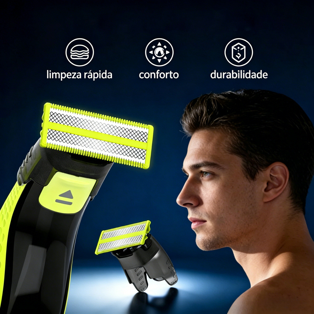 Lamina Refil Oneblade QP2510, QP2521, QP2522, QP2530, QP6510 One Blade Compatível Barbeador Philips