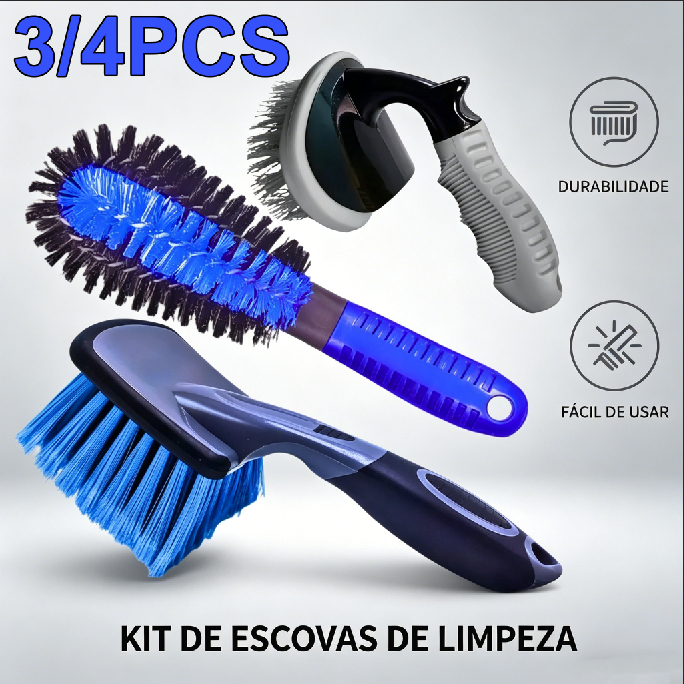 KIT 3 ESCOVA FURO DE RODA PEPINO ESCOVA CAIXA DE RODA MÉDIA CURTA ESCOVA LIMPEZA DE PNEU AUTOMOTIVA