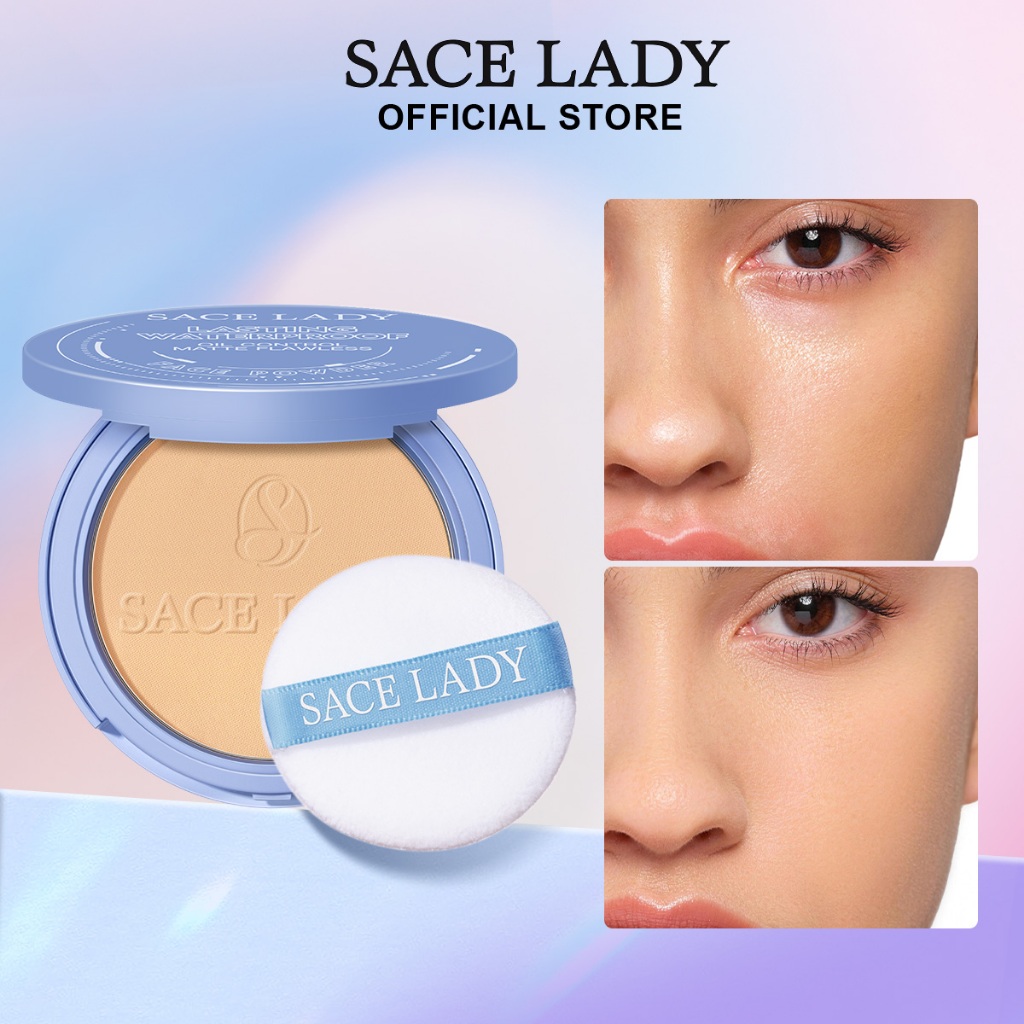 Pó Facial SACE LADY Efeito Matte à Prova d'Água Controle Perfeito de Brilho com Esponha Pó solto