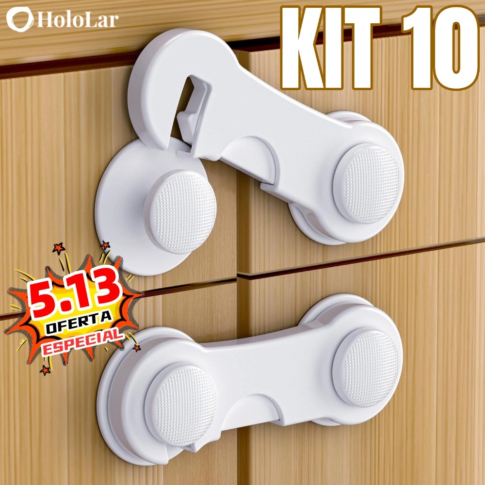Kit 10 Travas Para Gaveta Porta Armário Segurança Bebê - Opção de cores HL