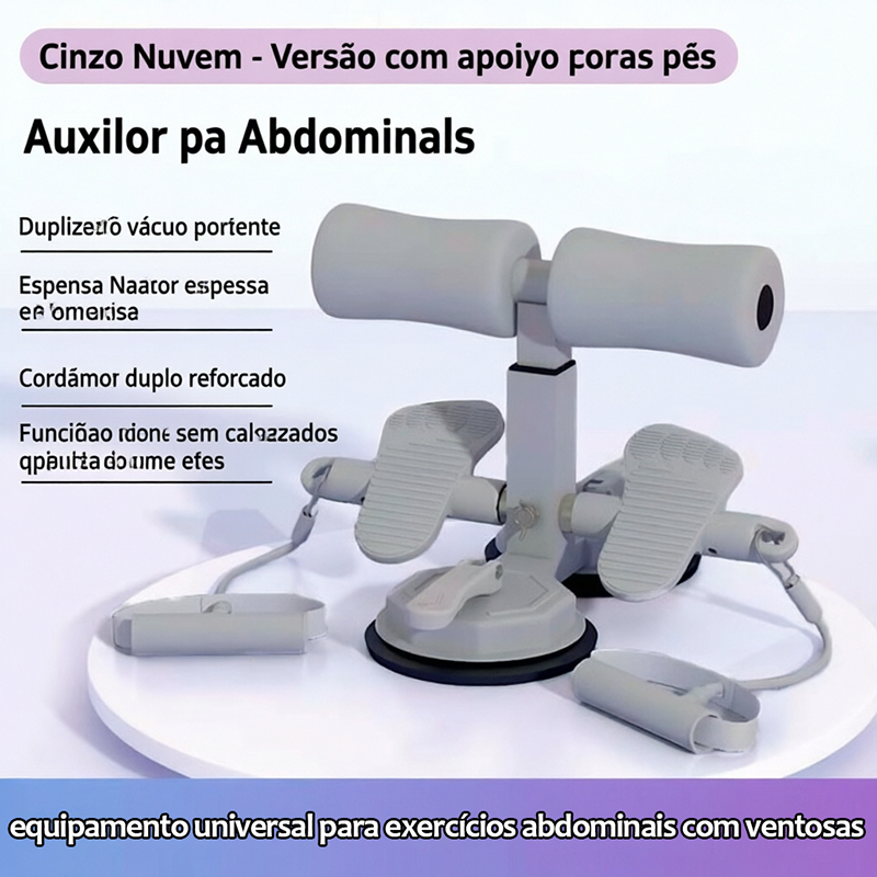 Aparelho Abdominal com Ventosas - Fixação Reforçada, Pedais e Alças Duplas, Espuma NBR Grossa para Treino em Casa