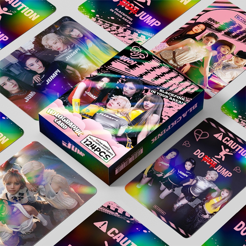 124 Pçs/Caixa BLACKPINK Photocards JUMP DEADLINE Holográfico LOMO Cartão Adesivo KPOP JENNIE ROSE JISOO LISA